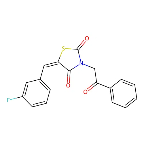 2,4-Thiazolidinedione, 5-((3-fluorophenyl)methylene)-3-(2-oxo-2-phenylethyl)- structure