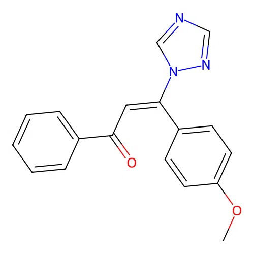 (2E)-3-(4-methoxyphenyl)-1-phenyl-3-(1H-1,2,4-triazol-1-yl)prop-2-en-1-one structure