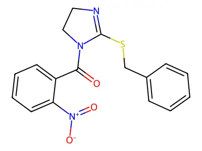 (2-Benzylsulfanyl-4,5-dihydroimidazol-1-yl)-(2-nitrophenyl)methanone structure