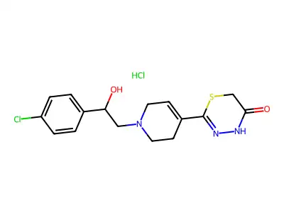 4H-1,3,4-Thiadiazin-5(6H)-one, 2-(1-(2-(4-chlorophenyl)-2-hydroxyethyl)-1,2,3,6-tetrahydro-4-pyridinyl)-, monohydrochloride structure