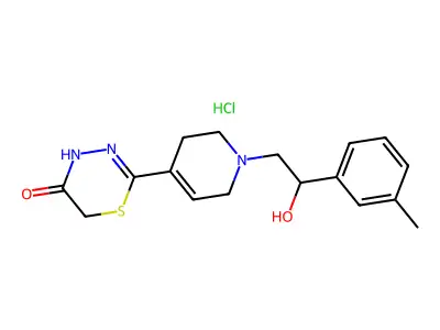 4H-1,3,4-Thiadiazin-5(6H)-one, 2-(1,2,3,6-tetrahydro-1-(2-hydroxy-2-(3-methylphenyl)ethyl)-4-pyridinyl)-, monohydrochloride structure