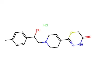 4H-1,3,4-Thiadiazin-5(6H)-one, 2-(1,2,3,6-tetrahydro-1-(2-hydroxy-2-(4-methylphenyl)ethyl)-4-pyridinyl)-, monohydrochloride structure