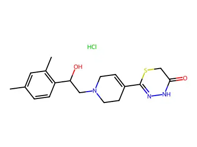 4H-1,3,4-Thiadiazin-5(6H)-one, 2-(1-(2-(2,4-dimethylphenyl)-2-hydroxyethyl)-1,2,3,6-tetrahydro-4-pyridinyl)-, monohydrochloride structure