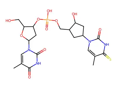 Thymidin-3'-yl-4-thiothymidin-5'-yl methylphosphonate structure