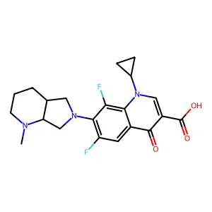 1-Cyclopropyl-6,8-difluoro-7-((4aS,7aS)-1-methylhexahydro-1H-pyrrolo[3,4-b]pyridin-6(2H)-yl)-4-oxo-1,4-dihydroquinoline-3-carboxylic acid structure