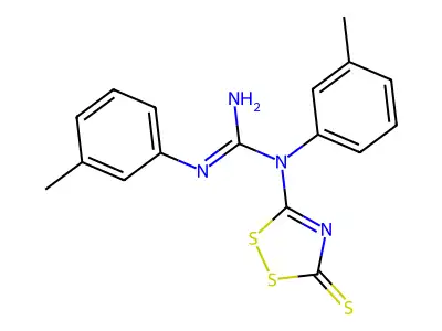 Guanidine, N,N'-bis(3-methylphenyl)-N-(3-thioxo-3H-1,2,4-dithiazol-5-yl)- structure