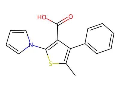 5-Methyl-4-phenyl-2-pyrrol-1-ylthiophene-3-carboxylic acid structure