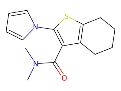 N,N-dimethyl-2-pyrrol-1-yl-4,5,6,7-tetrahydro-1-benzothiophene-3-carboxamide structure