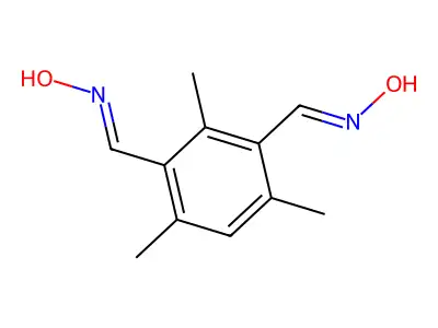N-[[3-(hydroxyiminomethyl)-2,4,6-trimethylphenyl]methylidene]hydroxylamine structure