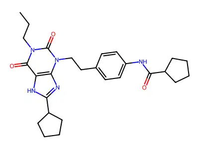 3-(4-(Cyclopentanecarbonylamino)phenethyl)-8-cyclopentyl-1-propylxanthine structure