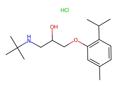 1-(Tert-butylamino)-3-(2-isopropyl-5-methylphenoxy)propan-2-ol hydrochloride structure