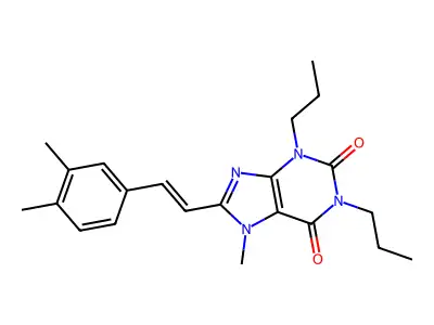 8-[2-(3,4-Dimethylphenyl)ethenyl]-7-methyl-1,3-dipropylpurine-2,6-dione structure