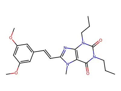(E)-8-(3,5-Dimethoxystyryl)-7-methyl-1,3-dipropylxanthine structure