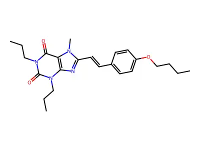 8-[2-(4-Butoxyphenyl)ethenyl]-7-methyl-1,3-dipropylpurine-2,6-dione structure