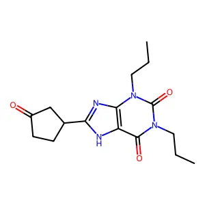 ((S)-(-)-8-(3-oxocyclopentyl)-1,3-dipropyl-7H-purine-2,6-dione) structure
