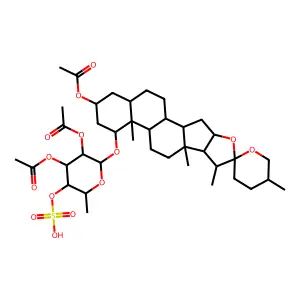 1-O-(2',3'-Diacetylfucopyranosyl-(4'-sulfate))-5-spirostan-1-ol 3-acetate structure