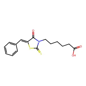 5-Benzylidine-3-rhodaninehexanoic acid structure