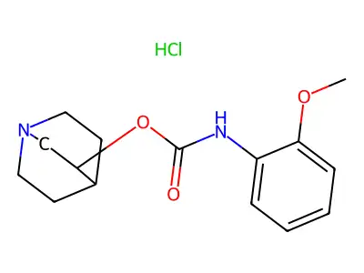 Carbamic acid, (2-methoxyphenyl)-, 1-azabicyclo(2.2.2)oct-3-yl ester, monohydrochloride structure