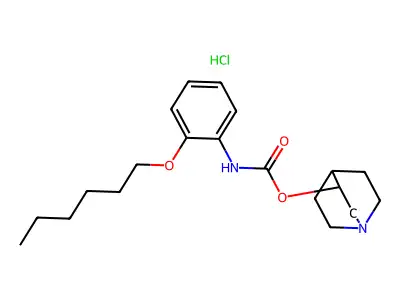 Carbamic acid, (2-(hexyloxy)phenyl)-, 1-azabicyclo(2.2.2)oct-3-yl ester, monohydrochloride structure