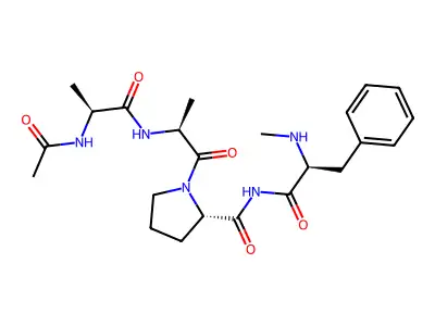 Acetyl-alanyl-alanyl-prolyl-(N-methyl)phenylalaninamide structure