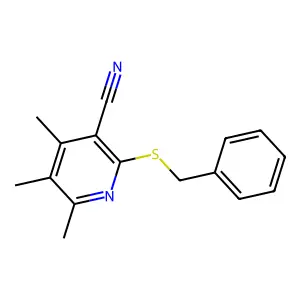 2-(Benzylthio)-4,5,6-trimethylnicotinonitrile structure