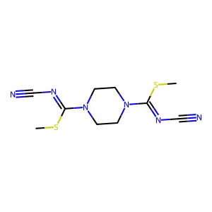 dimethyl N~1~,N~4~-dicyanotetrahydro-1,4-pyrazinedicarbimidothioate structure