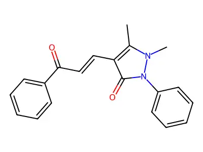 1,5-Dimethyl-4-(3-oxo-3-phenylprop-1-en-1-yl)2-phenyl-1h-pyrazol-3(2h)-one structure