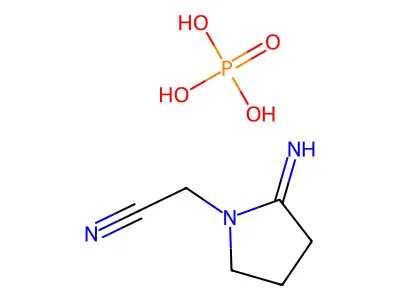 1-Pyrrolidineacetonitrile, 2-imino-, phosphate (1:1) structure