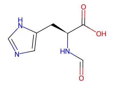 2-Amino-3-(1-formylimidazol-4-yl)propanoic acid structure