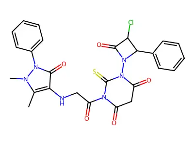 4,6(1H,5H)-Pyrimidinedione, dihydro-1-(3-chloro-2-oxo-4-phenyl-1-azetidinyl)-3-(((2,3-dihydro-1,5-dimethyl-3-oxo-2-phenyl-1H-pyrazol-4-yl)amino)acetyl)-2-thioxo- structure