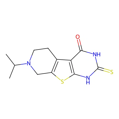 7-(propan-2-yl)-2-sulfanyl-5,6,7,8-tetrahydropyrido[4',3':4,5]thieno[2,3-d]pyrimidin-4(3H)-one structure