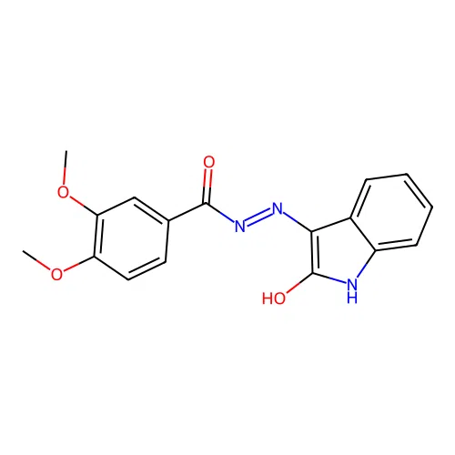 (E)-3,4-dimethoxy-N'-(2-oxoindolin-3-ylidene)benzohydrazide structure
