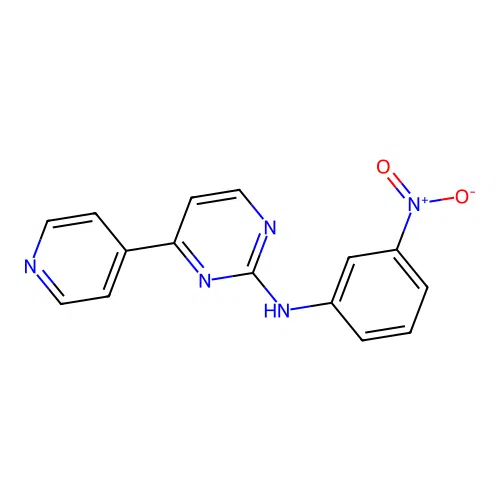 N-(3-nitrophenyl)-4-(4-pyridyl)-2-pyrimidine-amine structure