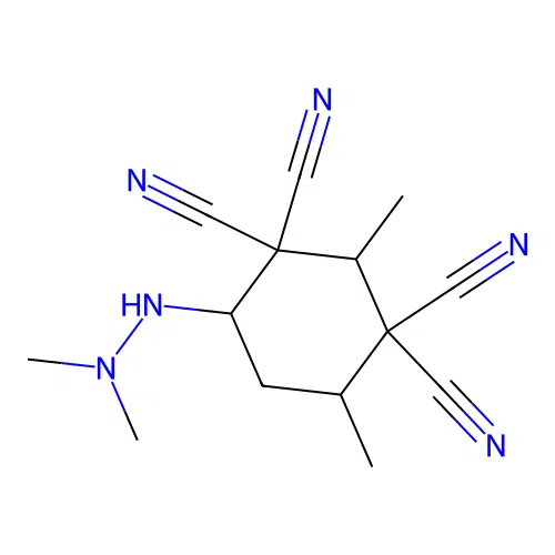 4-(2,2-Dimethylhydrazinyl)-2,6-dimethylcyclohexane-1,1,3,3-tetracarbonitrile structure