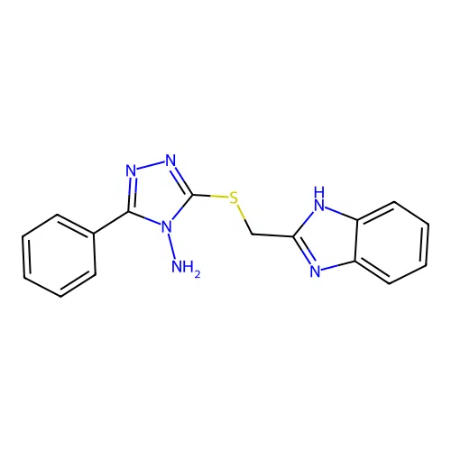 3-((1H-Benzimidazol-2-ylmethyl)thio)-5-phenyl-4H-1,2,4-triazol-4-amine structure