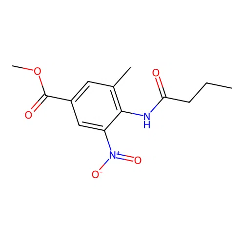 4-Butyrylamino-3-methyl-5-nitrobenzoic acid methyl ester structure