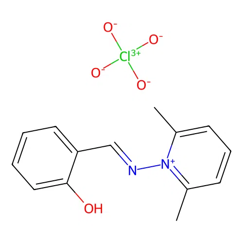 2-[(2,6-Dimethylpyridin-1-ium-1-yl)iminomethyl]phenol perchlorate structure