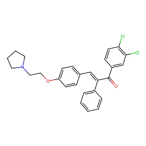 3,4-Dichloro-alpha-phenyl-4'-(2-(1-pyrrolidinyl)ethoxy)chalcone structure