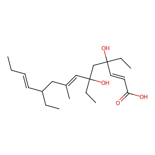4,6-Dihydroxy-8-methyl-4,6,10-triethyltetradeca-2,7,11-trienoic acid structure