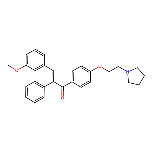 3-Methoxy-alpha-phenyl-4'-(2-(1-pyrrolidinyl)ethoxy)chalcone structure