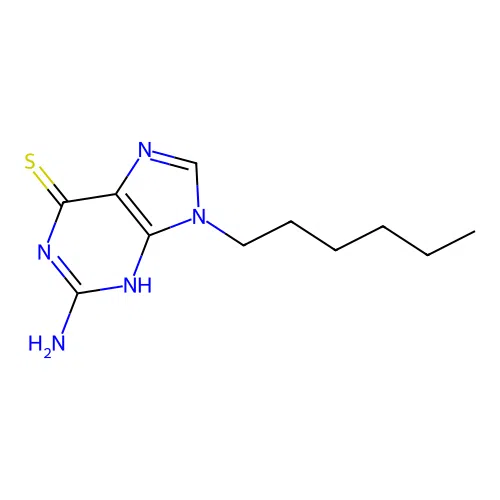 2-amino-9-hexyl-3H-purine-6-thione structure