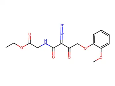 2-Diazo-N-(2-ethoxy-2-oxoethyl)-4-(2-methoxyphenoxy)-3-oxobutanimidic acid structure