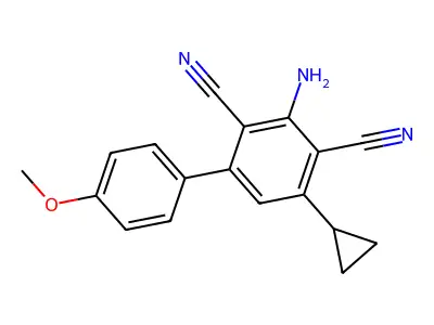 3-Amino-5-cyclopropyl-4'-methoxy[1,1'-biphenyl]-2,4-dicarbonitrile structure