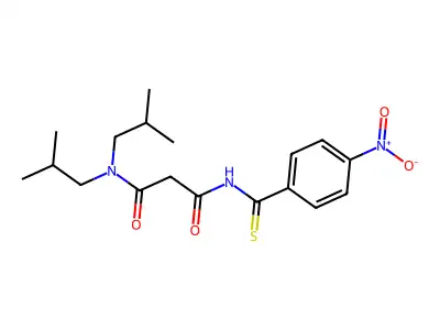 Propanediamide, N,N-bis(2-methylpropyl)-N'-((4-nitrophenyl)thioxomethyl)- structure