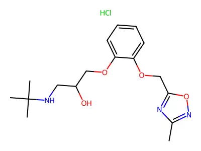 1-(tert-butylamino)-3-[2-[(3-methyl-1,2,4-oxadiazol-5-yl)methoxy]phenoxy]propan-2-ol;hydron;chloride structure