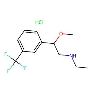 Phenethylamine, N-ethyl-beta-methoxy-m-trifluoromethyl-, hydrochloride structure