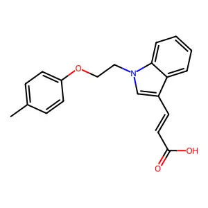(E)-3-[1-[2-(4-methylphenoxy)ethyl]indol-3-yl]prop-2-enoic acid structure