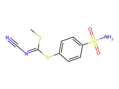 4-(N-cyano-C-methylsulfanylcarbonimidoyl)sulfanylbenzenesulfonamide structure