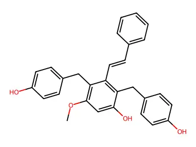 5-Methoxy-3-(2-phenylethenyl)-2,4-bis(4-hydroxybenzyl)phenol structure