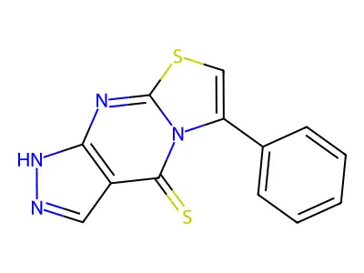 Pyrazolo(3,4-d)thiazolo(3,2-a)pyrimidine-4(1H)-thione, 6-phenyl- structure